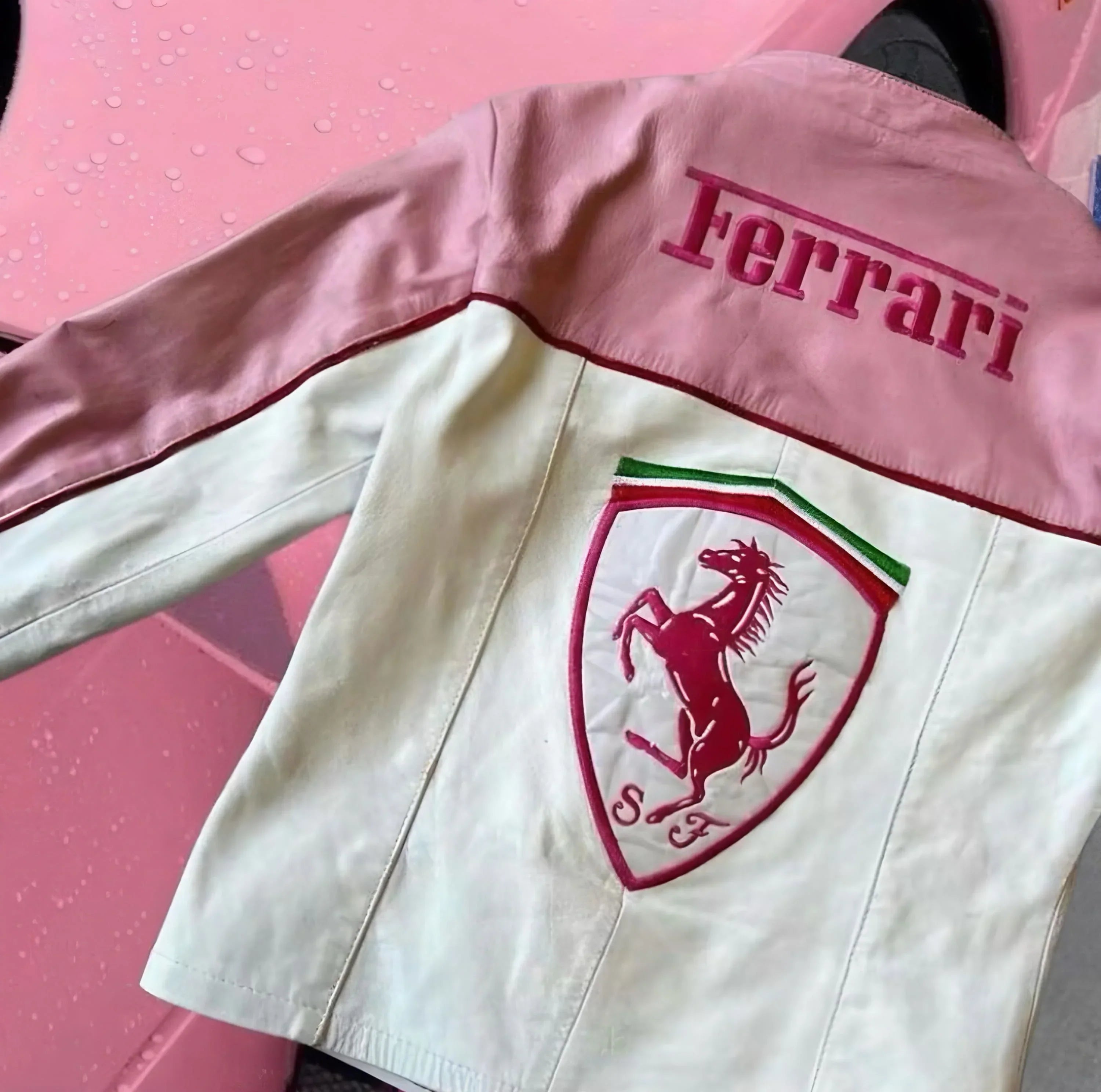 Vintage Scuderia Pink and White F1 Jacket