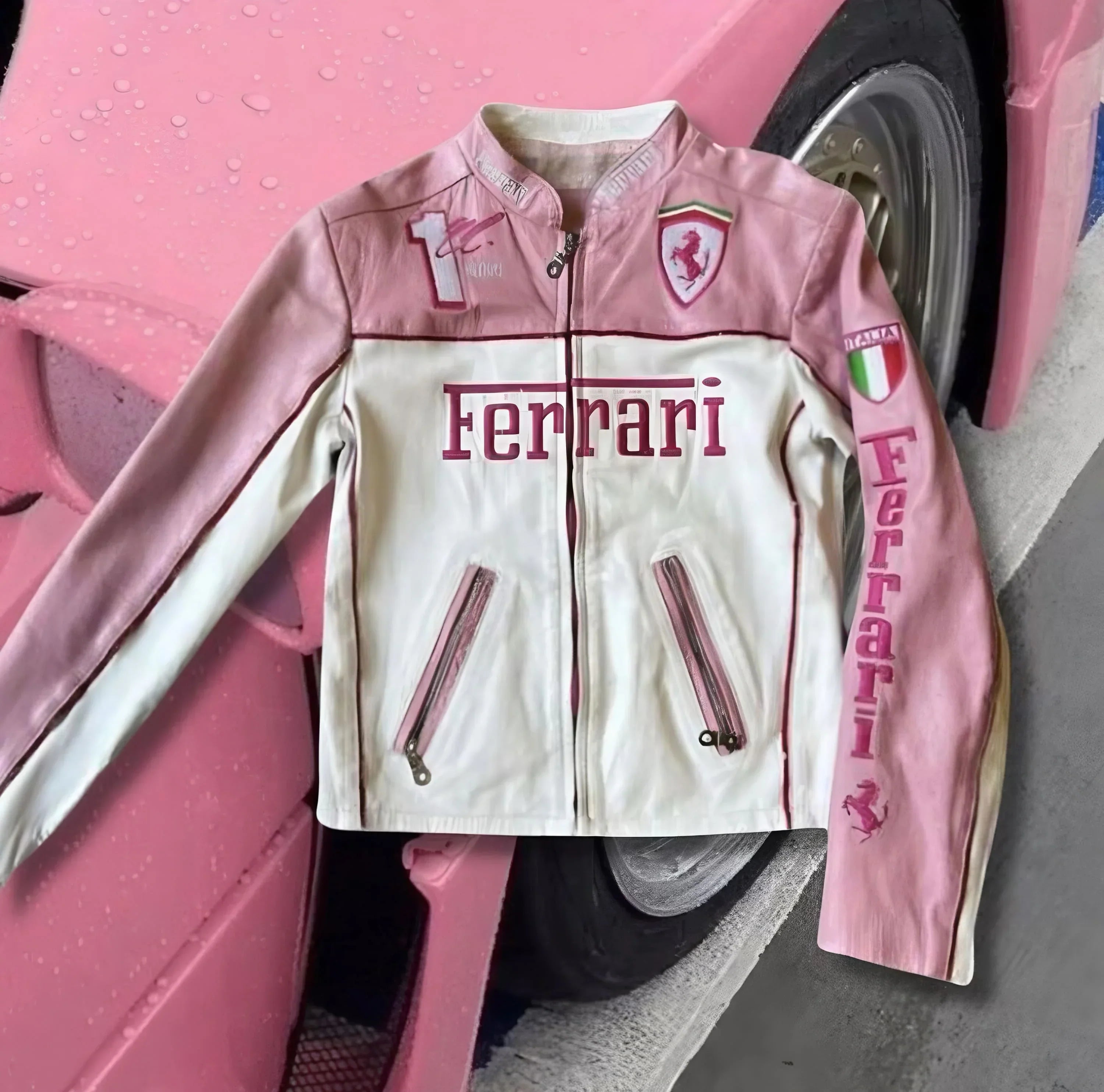 Vintage Scuderia Pink and White F1 Jacket